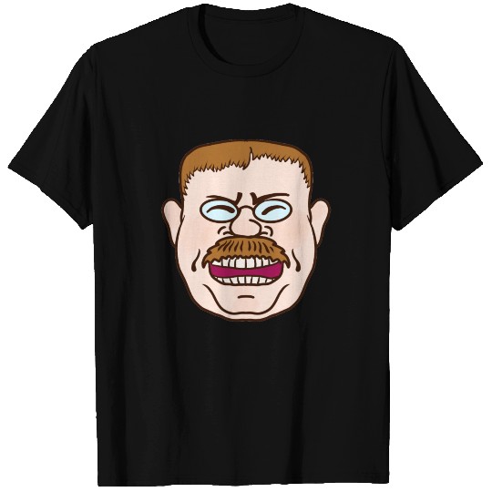 Cartoon Face of Teddy Roosevelt Lauging T Shirts