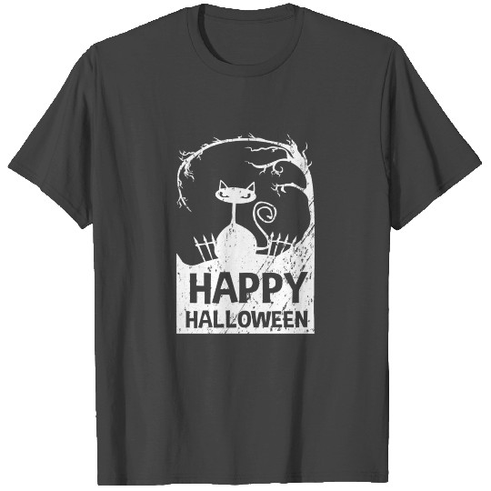 Happy Halloween Graveyard Kitten Grunge T Shirts