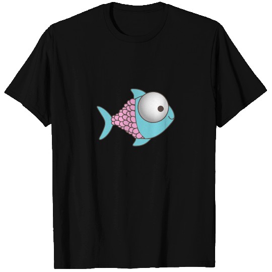 Blue and Purple Cartoon Fish T Shirts