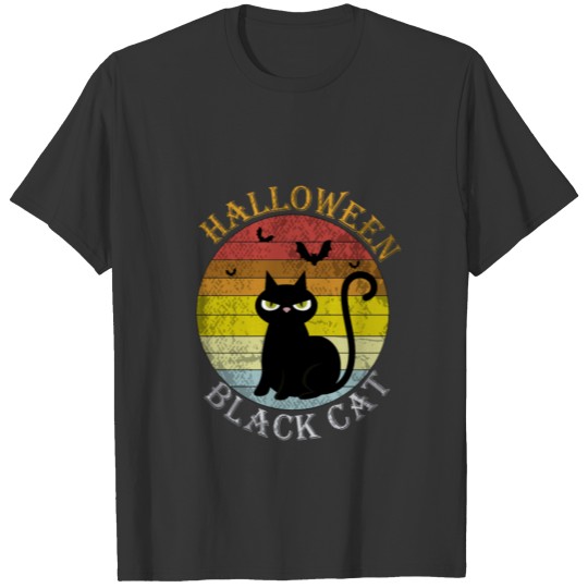 vintage Halloween Black Cat T Shirts
