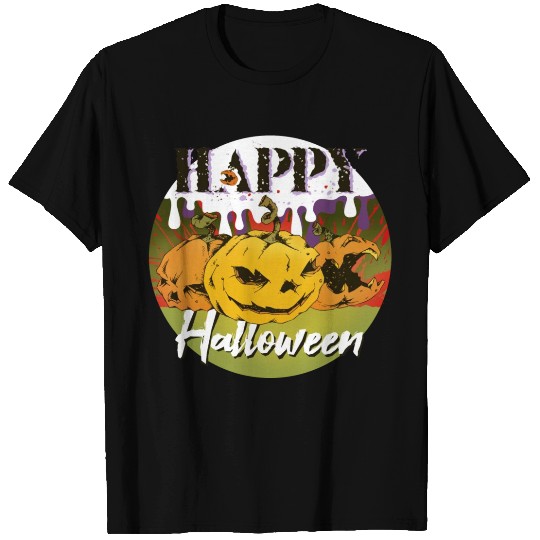 Halloween Merch With Three Wicked Pumpkins Faces T Shirts