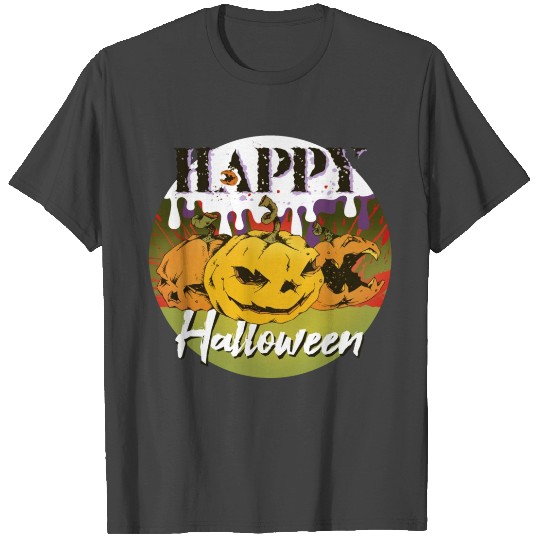 Halloween Merch With Three Wicked Pumpkins Faces T Shirts
