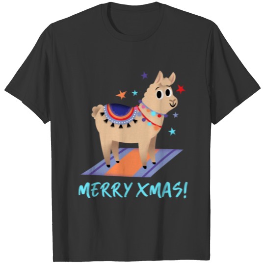 Cute Christmas Llama Illustration T Shirts
