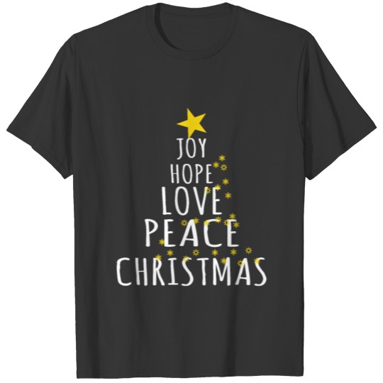 Christmas Gifts-Joy Hope Love Peace-Star Design T Shirts