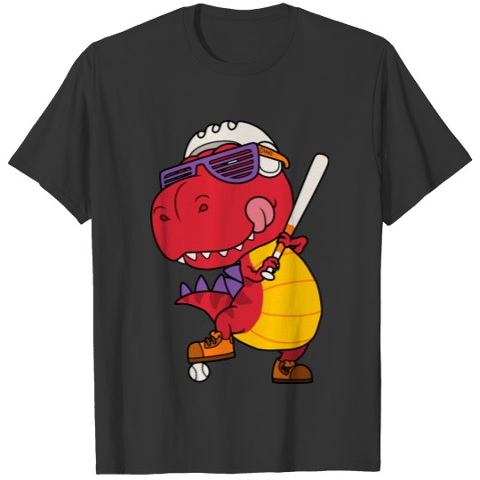 Baseball Dino, Dinosaur, kids, baseball player T Shirts