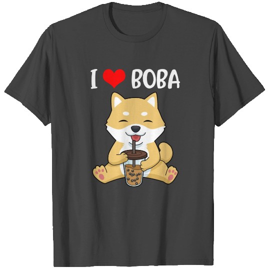 Bubble Tea Gift Girls Kawaii Shiba Inu Boba Tea T Shirts