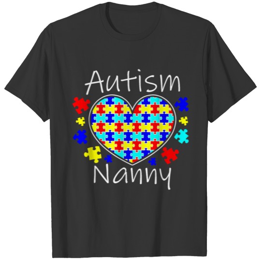 Autism Nanny Heart Puzzle Autistic Awareness T-shirt