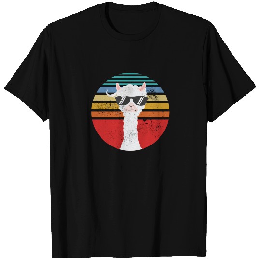 Funny Llama Alpaca With Sunglasses T Shirts