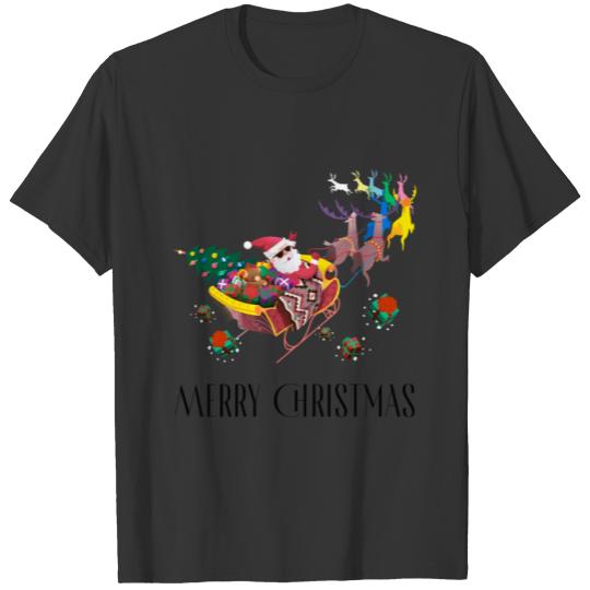 Rock Music Santa Claus Tshirt Merry Christmas T-shirt