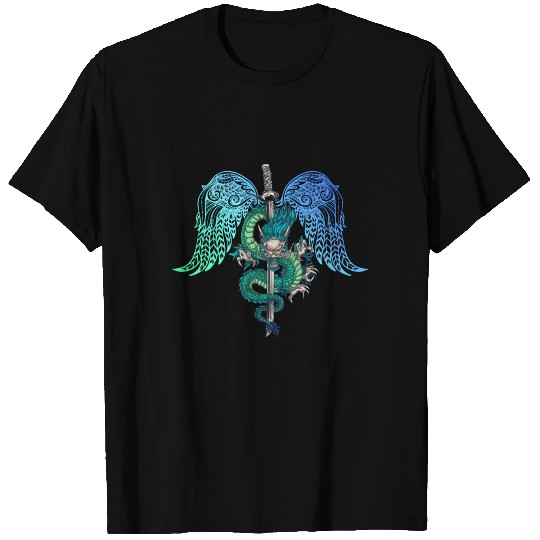 Dragon Sword Angel Wings T Shirts