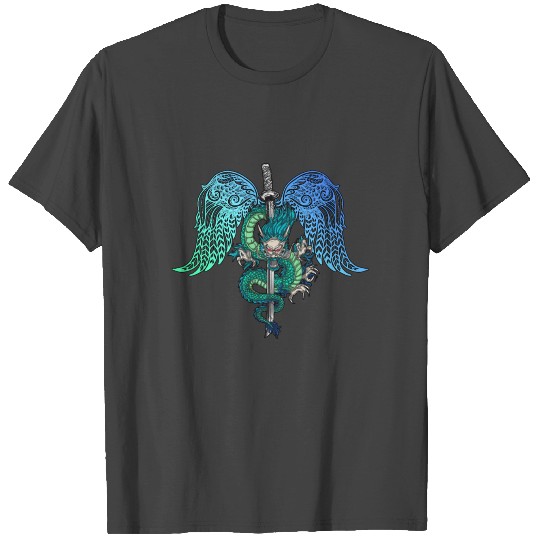 Dragon Sword Angel Wings T Shirts
