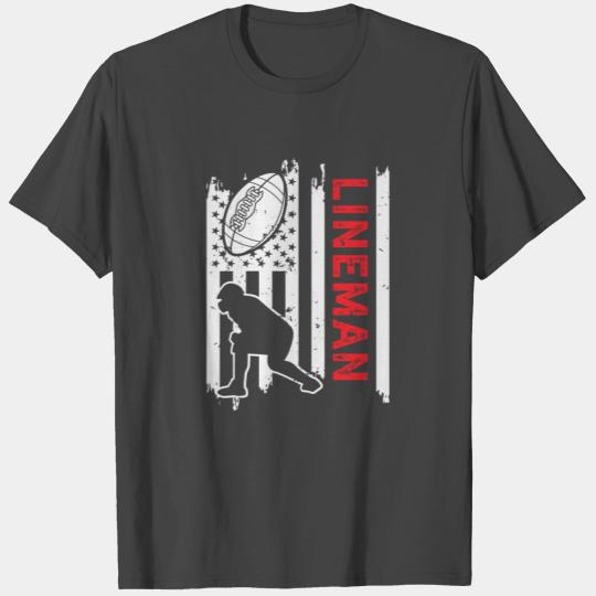 American Flag Football Lineman T Shirts - Offensive L