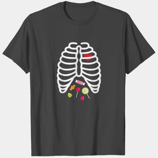 Skeleton Rib Cage Heart Candy Cute Adult Kids T Shirts