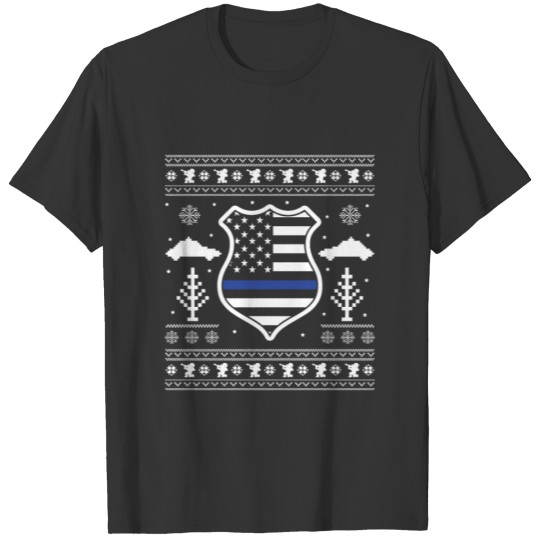 Ugly Police Officer Christmas Thin Blue Line T Shirts