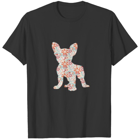 Floral French Bulldog Flower Art Gift Frenchie Mom T Shirts