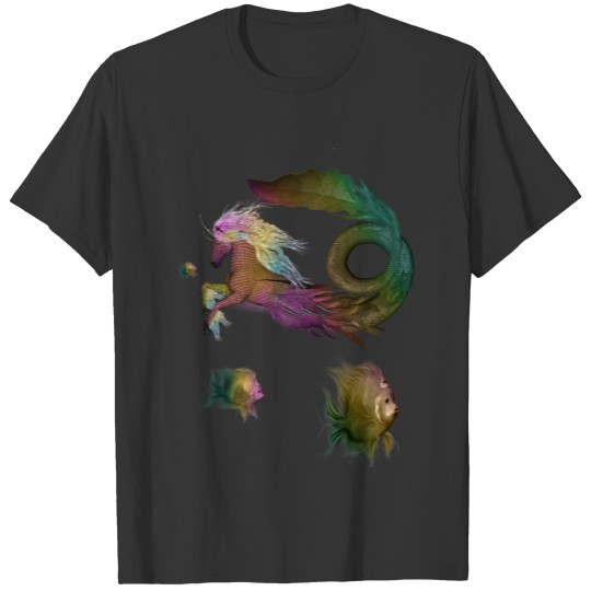 Wonderful seahorse and fantasy fish T-shirt