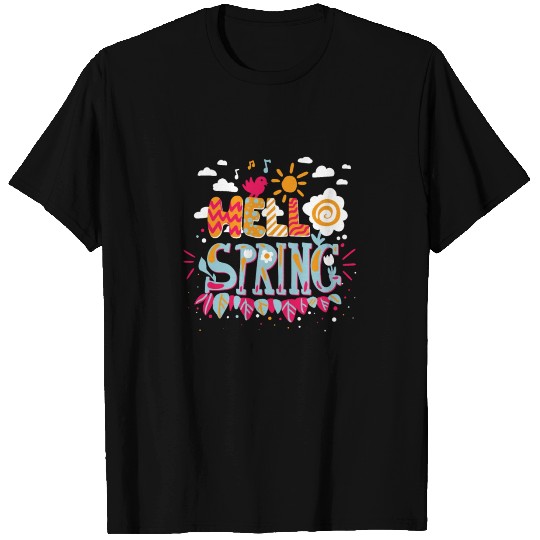 Hello spring T Shirts | Musical note, singing bird,
