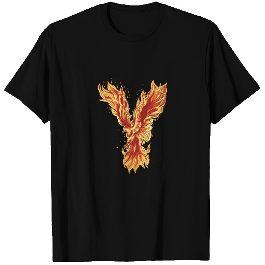 Fire phoenix bird with flame wings T Shirts