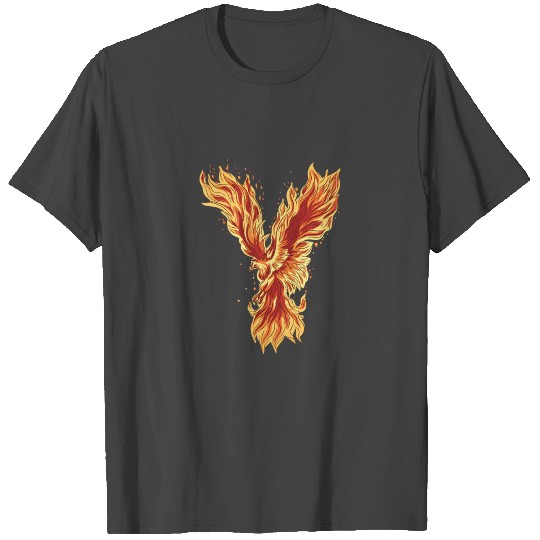 Fire phoenix bird with flame wings T Shirts
