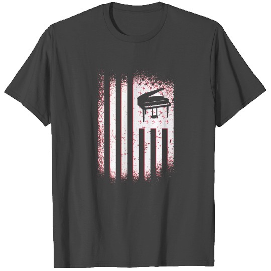 Piano American Flag 4th July Pianist Music Gift T Shirts
