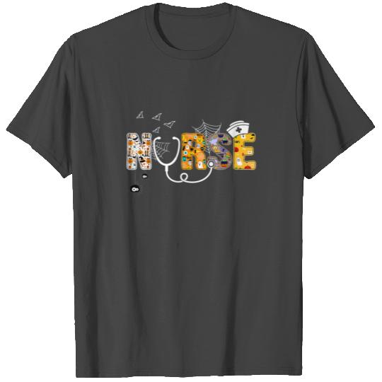 Nurse Halloween Gift With Pumpkin Boo Spider Witch T Shirts