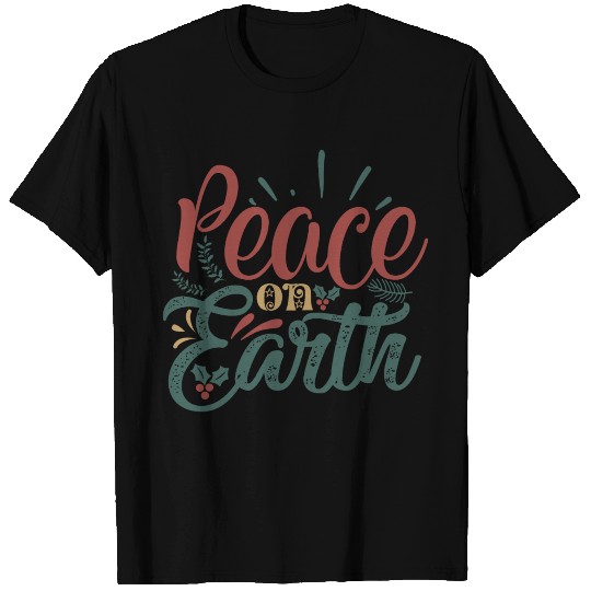 Peace On Earth Christmas Holiday Calligraphy T Shirts