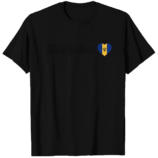 Barbados Flag Blackletter Heart Bajan Independence T Shirts
