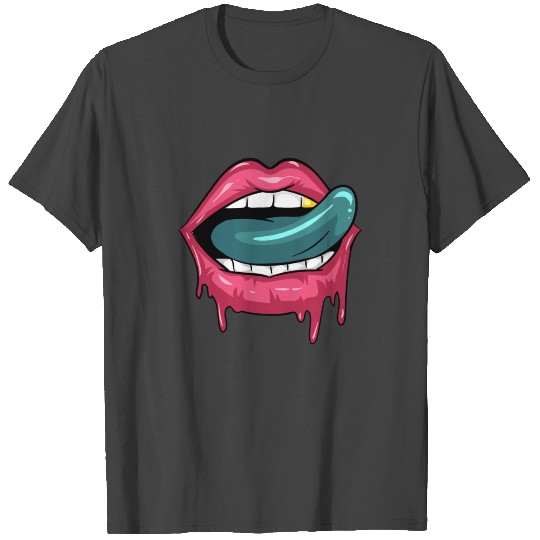 Zombie undead mouth tongue lipstick Design T Shirts