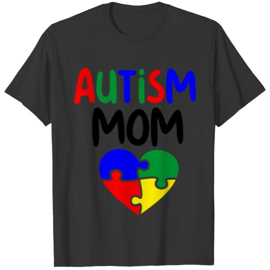 Autism mom puzzle pieces colorful T-shirt