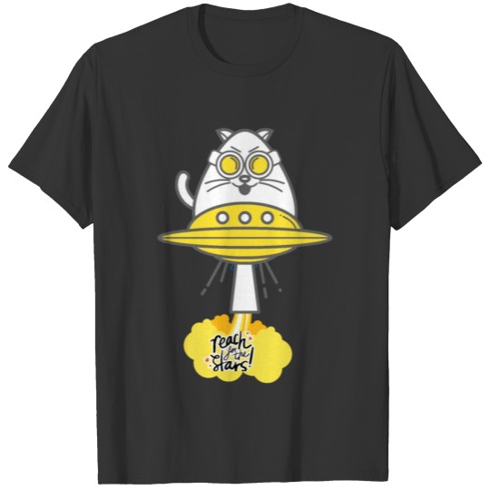 Space Cat Typography Slogan Graphic T-shirt
