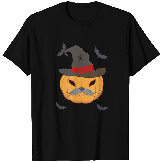 Halloween pumpkin cat face T Shirts