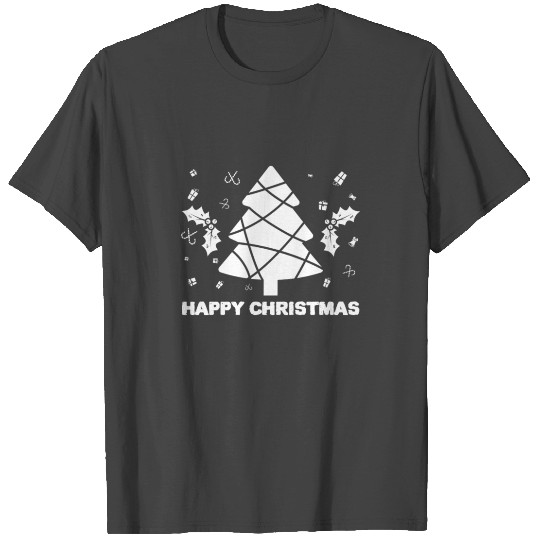 Merry Christmas Xmas Tree Over White T Shirts