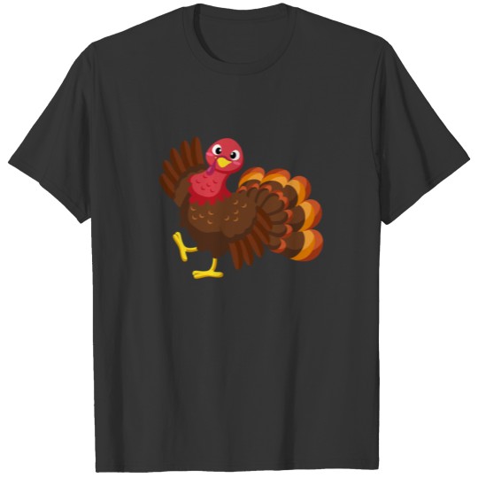 Funny Thanksgiving cartoon turkey waving T-shirt
