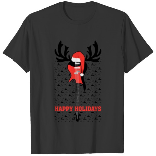 Christmas Guitar Santa Hat Reindeer Antlers For T-shirt