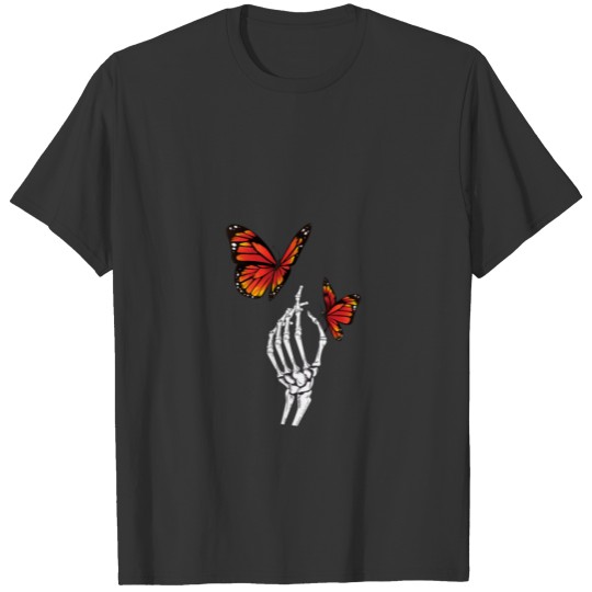 Monarch Butterfly On Skeleton T Shirts
