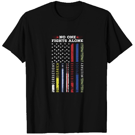 No One Fights Alone USA Flag 01 T Shirts