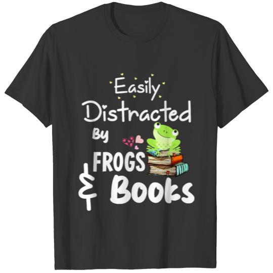 Easily Distracted by Frogs and Books T-shirt