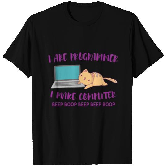 Programmer cat saying funny coding T Shirts