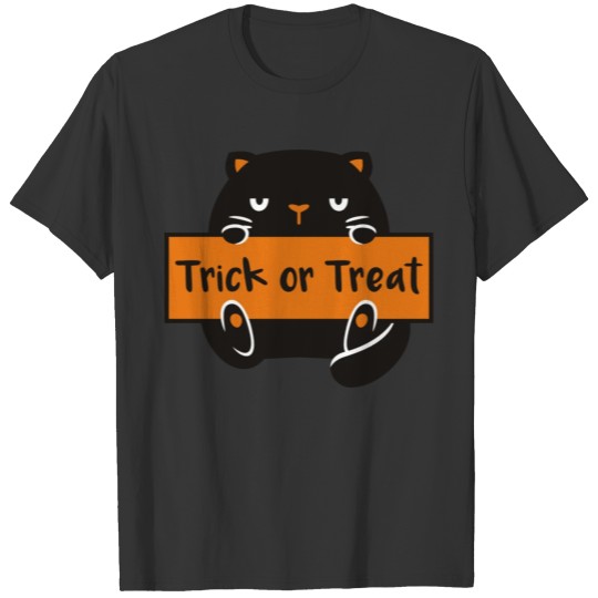 Cute Black Cat Trick Or Treat Halloween T-shirt