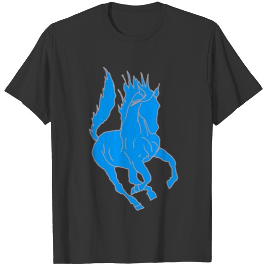 blue horse running T Shirts