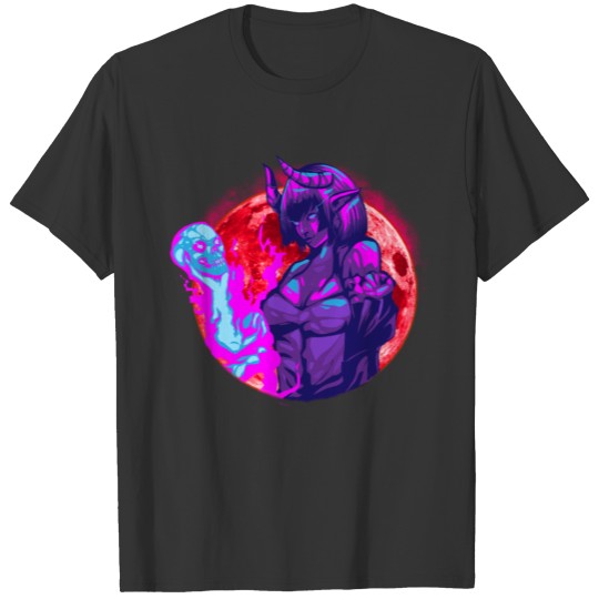Pastel Goth Bone Collecting Horned Devil Woman T-shirt