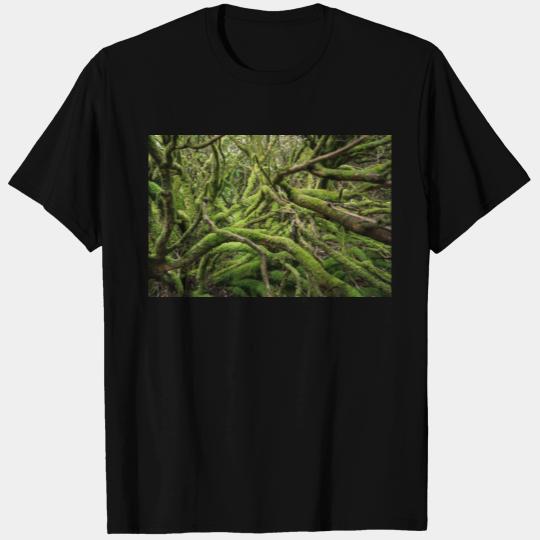 The gree hell. Mossy roots and trunks deep forest T Shirts