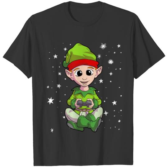 Christmas Santa Hat Elf Gamer T-shirt