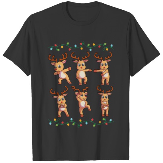 Christmas Santa Hat Dancing Reindeer T-shirt