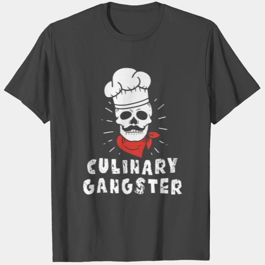 Culinary Gangaster Chef Skull - Kitchen Cuisine T Shirts