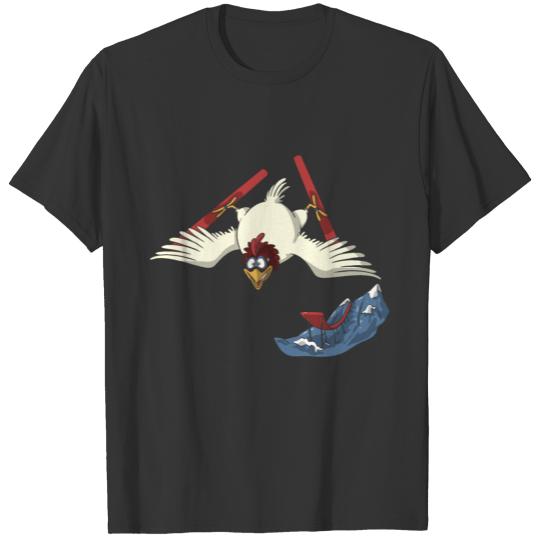 Ski jumping chicken T-shirt