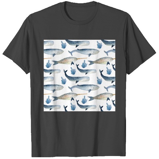 Nautical Whale Narwhal T Shirts
