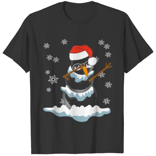 Hockey Dabbing Santa Hat Snow Ugly Christmas T Shirts