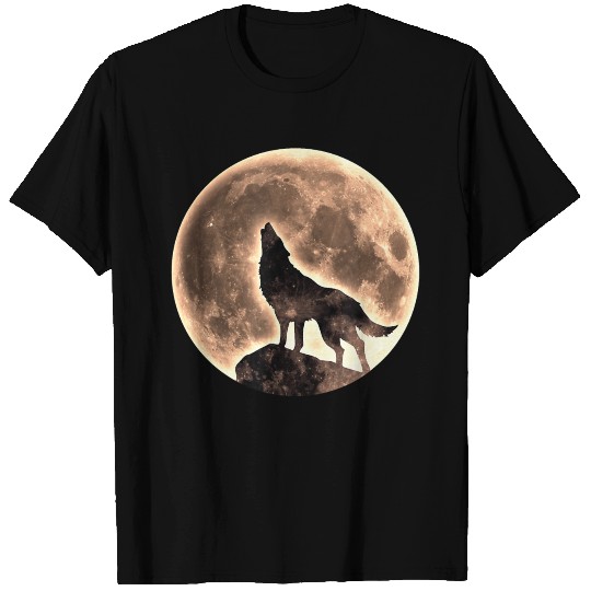 Howling Wolf Full Moon Silhouette Vintage T Shirts