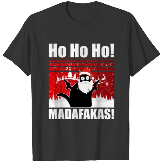 Pew Pew Madafakas crazy funny cat Kitty Christmas T-shirt